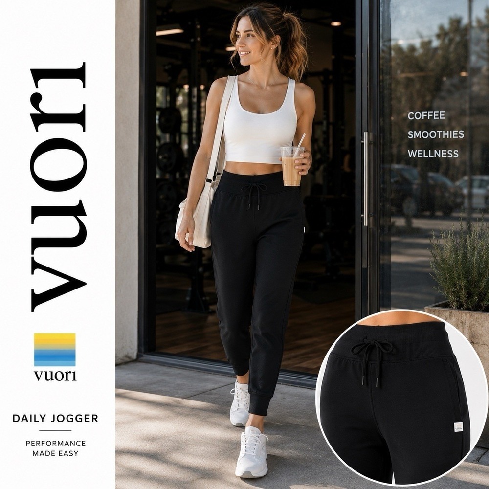 Vuori Daily Jogger Women XS Black High Rise Drawstring Performance Yoga Pants